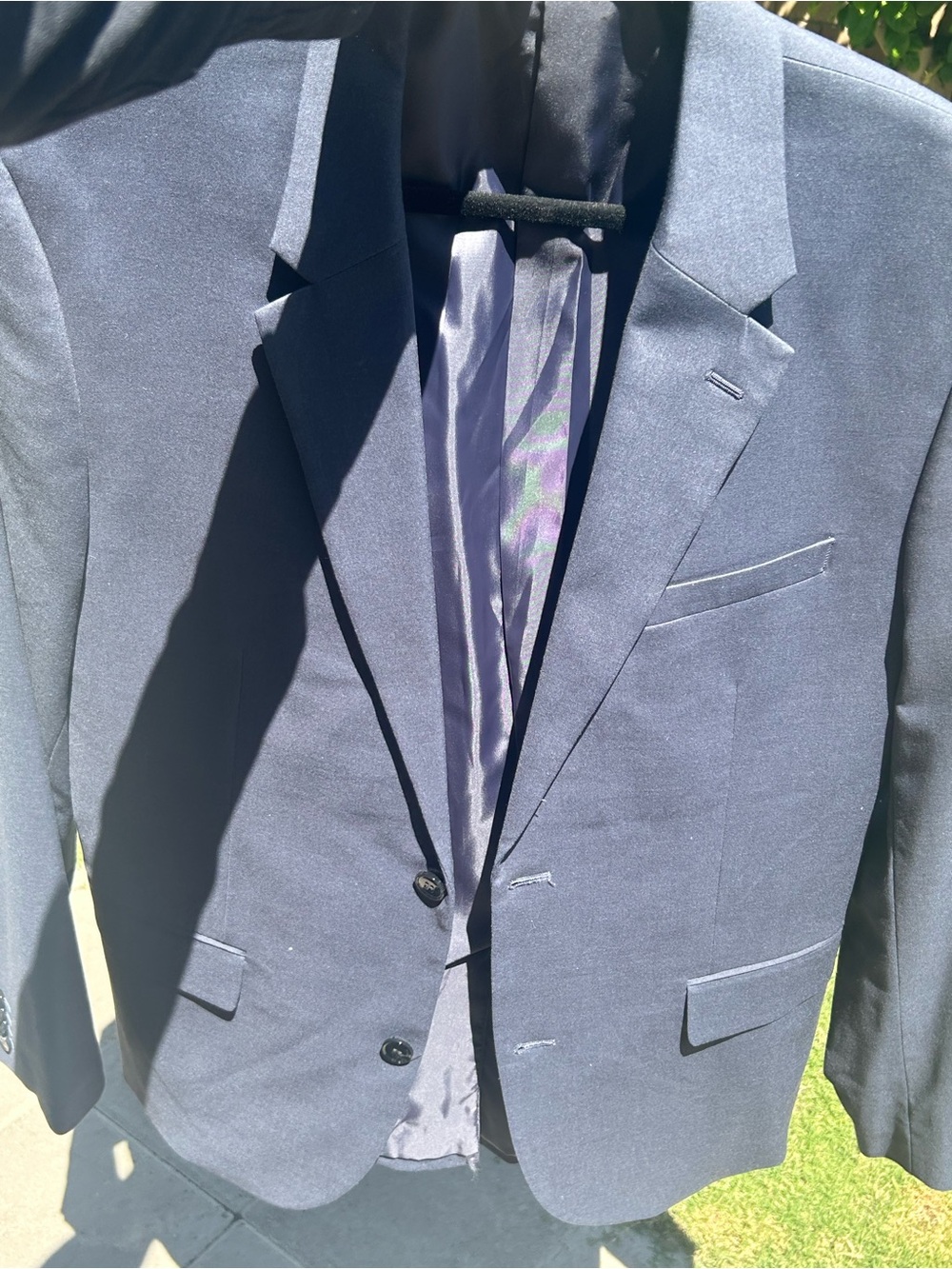 H&M Navy Blue Men's Suit Jacket - Two-Button Blazer